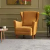 Image de WILLIAMS - Fauteuil à oreilles en velours moutarde CONCEPT USINE