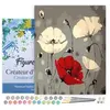 Image de Peinture par Numéro Figured'Art avec Cadre - Fleurs rouge et blanches - Kit de Loisir Créatif DIY Numéro d'Art - 40x50cm toile tendue sur châssis