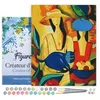 Image de Peinture par Numéro Figured'Art avec Cadre - Femmes et Chat bleu - Kit de Loisir Créatif DIY Numéro d'Art Complet - 40x50cm toile tendue sur châssis