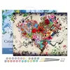 Image de Peinture par Numéro Figured'Art avec Cadre - Coeur de Fleurs - Kit de Loisir Créatif DIY Numéro d'Art Complet - 40x50cm toile tendue sur châssis