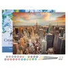 Image de Peinture par Numéro Figured'Art avec Cadre - Coucher de soleil sur New York - Kit de Loisir Créatif Numéro d'Art - 40x50cm toile tendue sur châssis