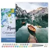 Image de Peinture par Numéro Figured'Art avec Cadre - Barque et lac de montagne taille - Kit de Loisir Créatif Numéro d'Art - 40x50cm toile tendue sur châssis