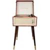Image de Halterrego Platine vinyle COTTAGE bluetooth out 4 pieds amovibles motif cuir vintage (Manuel), Platine, Multicolore
