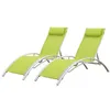 Image de Lot de 2 transats GALAPAGOS en textilène vert - aluminium blanc - HAPPY GARDEN