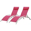 Image de Lot de 2 transats GALAPAGOS en textilène rose - aluminium blanc