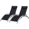 Image de Lot de 2 transats GALAPAGOS en textilène noir - aluminium gris