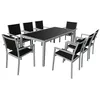 Image de Salon de jardin BARI en textilène noir 8 places - aluminium gris