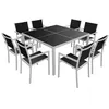 Image de Salon de jardin CAGLIARI en textilène noir 8 places - aluminium gris