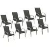Image de Lot de 8 chaise happy garden H. 95 cm empilable non pliable en aluminium exterieur gris