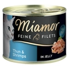 Image de 6x185g Filets Fins thon, crevettes en gelée Miamor - Nourriture pour Chat