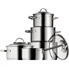 Image de WMF Provence Plus set de cuisine 9 pièces, casseroles et couvercles, compatible induction, Set de poêles et de casseroles, Argent