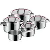 Image de WMF Function set de cuisine 9 pièces, acier inoxydable, poignées froides, graduations intérieures, Poêle + casserole, Argent