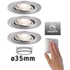 Image de Spot encastré LED Easy Dim Nova Mini Plus Coin Kit de base orientable rond 66mm 15° Coin 3x4,2W 3x300lm 230V gradable 2700K Acier brossé