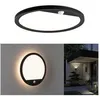 Image de Panneau d'extérieur LED Lamina Backlight Détecteur de mouvement crépusculaire (IR) résistant à l'eau de mer IP44 rond 280mm 3000K 14,5W 1200lm 230V Noir Matière plastique