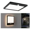 Image de Panneau d'extérieur LED Lamina Backlight Détecteur de mouvement crépusculaire (IR) résistant à l'eau de mer IP44 carré 250x47mm 3000K 14,5W 950lm 230V Noir Matière plastique