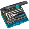 Image de HAZET, Clé à douille + douilles, Jeu de clés à douilles 854-1   Carré creux 6,3 mm (1/4 pouce)   Profil Traction à 6 pans exté  (10 mm, 11 mm, 12 mm, 13 mm, 14 mm)