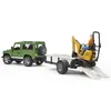 Image de Bruder - 2593 - véhicule miniature - land rover defender avec une remorque, mini pelle jcb et personnage