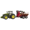 Image de Bruder Tracteur John Deere 7R avec remorque forestière et 4 troncs d’arbre