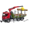 Image de Camion de transport de bois MB Arocs avec grue de chargement, grappin et 3 troncs d'arbre