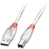 Image de Lindy Câble USB 2.0 A/B, transparent, 5m. Taux de transfert jusqu'à 480 MBit/s. (5 m, USB 2.0, 2.50 W), Câble USB