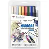 Image de Tombow, Écriture + dessin, Stylos en fibre Manga Shonen (10x)
