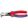 Image de Knipex, Coupe-boulons + pince coupante diagonale, Pince coupante DIN ISO 5749 L.180mm droite avec facette et ressort d'ouverture noir atram. Tête de (180 mm)