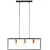 Image de Brilliant lampe, suspension Arica 3-flammes noir / couleur bois, 3x A60, E27, 60W, câble peut être raccourci / réglable en hauteur