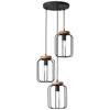 Image de Brilliant lampe, suspension Tosh 3 flammes, cocarde bois antique / corindon noir, 3x A60, E27, 40W, bois issu de la foresterie durable (FSC)