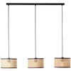 Image de Brilliant lampe, suspension Wiley 3-flammes noir / couleur bois, 3x A60, E27, 60W, câble peut être raccourci / réglable en hauteur