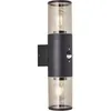 Image de SERGIORO Applique extérieure 2L avec détecteur - Noir dépoli - 2xE27 20W - Ampoule non incluse