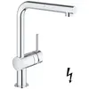 Image de Grohe, Robinetterie de cuisine, Robinet basse pression avec douchette Minta chromé brillant 31397000