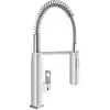 Image de Grohe, Robinetterie de cuisine, Robinet de cuisine avec bec flexible Eurocube chrome brillant 31395000