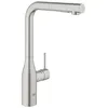 Image de Mitigeur évier Essence à bec haut avec douchette extractible 2 jets Supersteel 30270DC0 Gr