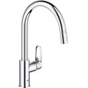 Image de Robinet de cuisine - Chromé - Bec haut en C - Mousseur extractible - Rotation 360° - Limiteur de débit - GROHE Start Flow -