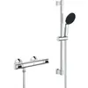 Image de Ensemble De Douche Avec Mitigeur Thermostatique, Pommeau 1 Jet, Barre 60Cm Et Flexible - Grohe 34800001 - Economie D'Eau - Chromé