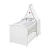 Image de Lit bébé évolutif Adam et Eule en bois blanc réglable en hauteur matelas et accessoires