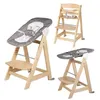 Image de ROBA Chaise Haute Évolutive Born Up 2 en 1 + Transat Inclinable - Sternenzauber - Des la Naissance - Bois Naturel