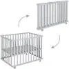 Image de Parc bébé pliable - LITTLE STARS - 75 x 100 cm - Hauteur réglable - 4 Roues freinées - Bois Laqué Gris Taupe - Motif Étoile
