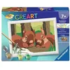 Image de Peinture par numero enfant des 7 ans - CreArt Kids - 13x18cm - Ecureuils en forêt