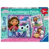 Image de Puzzles 3 x 49 pièces Ravensburger Gabby’s Dollhouse L’heure de jouer avec Gabby