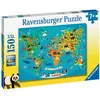Image de Puzzle 150 pièces XXL Ravensburger La carte du monde des animaux
