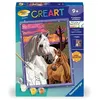 Image de CreArt Kids 18x24cm Chevaux au coucher du soleil, Kit de peinture par numéros Numéro d'Art, Des 9 ans, 25809, Ravensburger