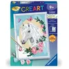 Image de CreArt Kids 18x24cm Licorne fleurie, des 9 ans, Kit de peinture par numéros Numéro d'Art, 25834, Ravensburger