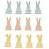 Image de Rayher Lot de 12 lapins en bois avec colle multicolores (12 pcs)