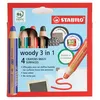 Image de Etui 4 crayons Stabilo Woody avec taille crayon et chiffonnette
