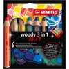 Image de STABILO, Écriture + dessin, woody 3 en 1 crayon de couleur avec taille-crayon (6x)