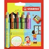 Image de Etui carton de 5 crayons de couleur STABILO woody 3 in 1 mine bicolore + 1 taille-crayon