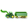 Image de Siku tracteur John Deere avec chargeur frontal et remorque verte (1843)
