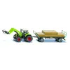 Image de tracteur Claas avec chargeur frontal, chariot et inclinaison verte (1949)