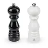 Image de Paris Duo de moulins à poivre et à sel manuels en bois laqué noir et laqué blanc 18 cm - 7'